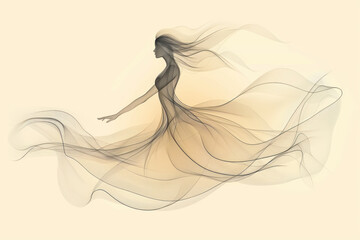 One-Line Ballerina Art, Minimalist line drawing of a ballerina, Elegant simplicity