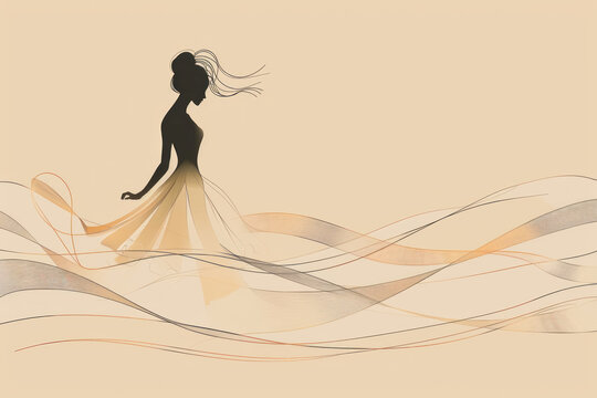 One-Line Ballerina Art, Minimalist line drawing of a ballerina, Elegant simplicity