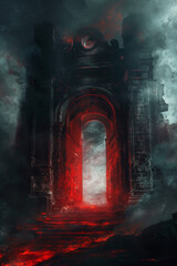 epic gothic gates to a hellish realm - fantasy illustration - generative ai