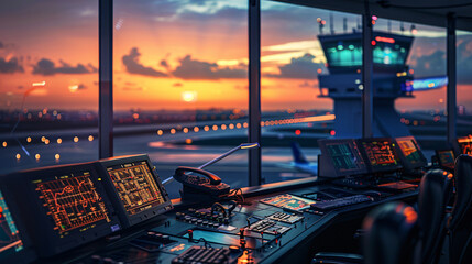 Air Traffic Control Working, Airport Towers, Navigation Screens, Airplane Departure Arrival Data,...
