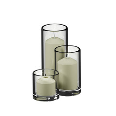 Candle in glass jar isolated on transparent background.