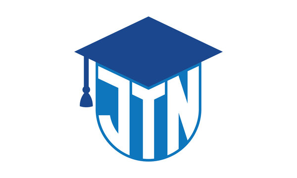 JTN initial letter academic logo design vector template. school college logo, university logo, graduation cap logo, institute logo, educational logo, library logo, teaching logo, book shop, varsity