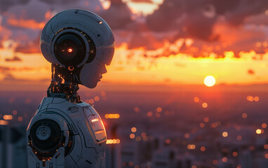 Futuristic concept ai assistant cyborg 