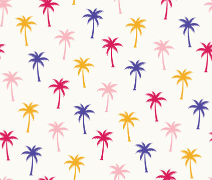 colorful palm trees, vector summer vector pattern