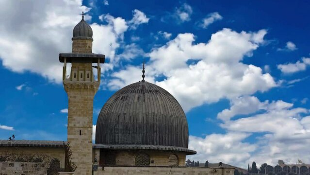 Masjid Al Aqsa or Al Aqsa Mosque Moving Clouds Time Lapse