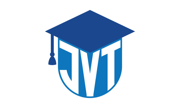 JVT initial letter academic logo design vector template. school college logo, university logo, graduation cap logo, institute logo, educational logo, library logo, teaching logo, book shop, varsity