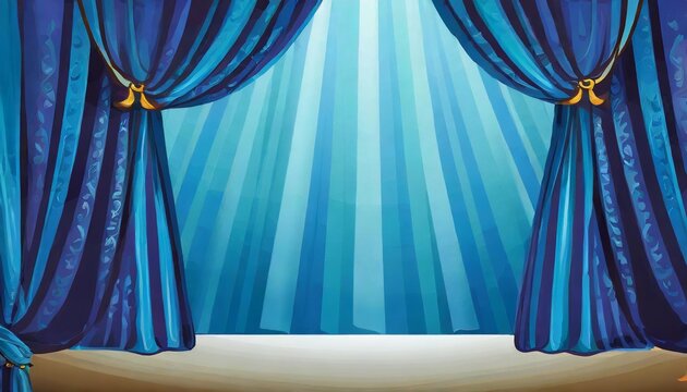 blue curtains with a spotlight background