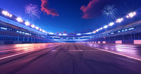 Obraz premium football stadium at night, illuminated by bright lights and spotlights