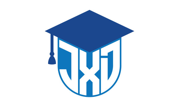 JXD initial letter academic logo design vector template. school college logo, university logo, graduation cap logo, institute logo, educational logo, library logo, teaching logo, book shop, varsity