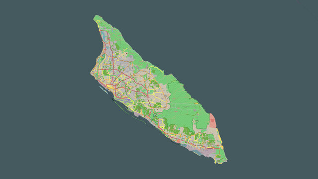 Aruba highlighted. OSM Topographic French style map