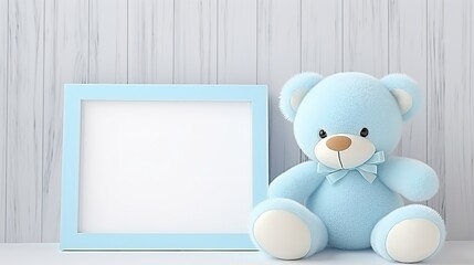 Cute Toy Teddy Bear on White Wooden Surface

 - obrazy, fototapety, plakaty