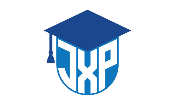 JXP initial letter academic logo design vector template. school college logo, university logo, graduation cap logo, institute logo, educational logo, library logo, teaching logo, book shop, varsity