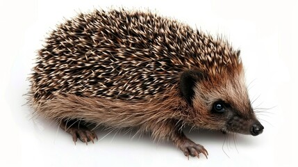 Isolated hedgehog on a simple white background for maximum search result relevance - obrazy, fototapety, plakaty