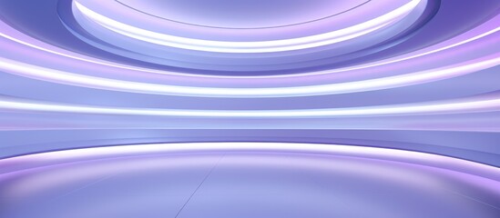 Abstract architectural background with white interior and discs, enhanced by vibrant neon gradient lighting.
