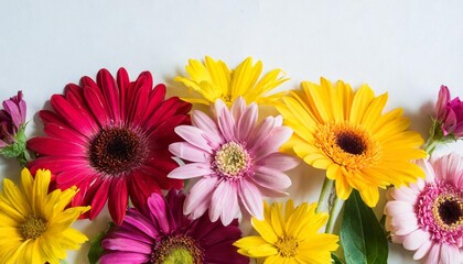 set of different beautiful flowers on white background