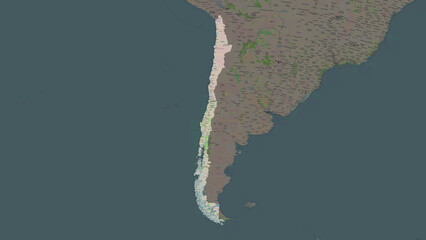 Chile highlighted. OSM Topographic French style map