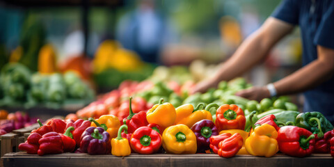 Fresh, Organic Vegetables: A Colorful Harvest of Red Bell Pepper, Green Paprika, and Yellow Raw Produce