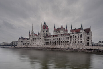 Fototapeta na wymiar Hungarian National Parliament in Budapest from the Danube River
