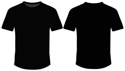 Front and back t-shirt for print demonstration. Minimalist t-shirt print in black - obrazy, fototapety, plakaty