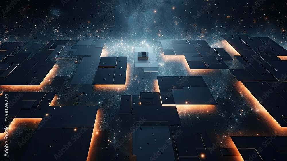 Poster geometric background in space sci fi style using geometric shapes and star elements