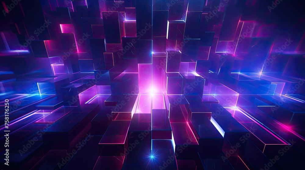 Poster geometric background in cybersport style using geometric elements and glow effects