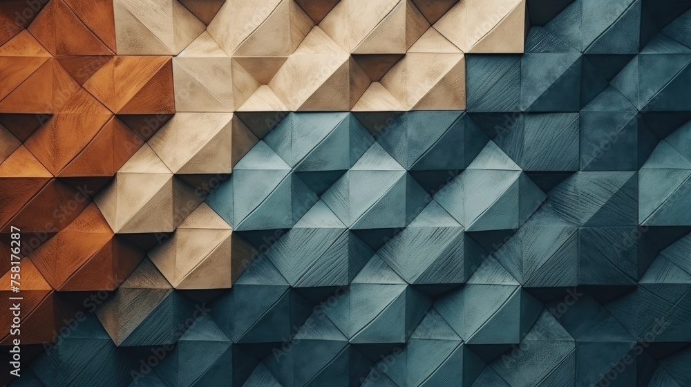 Poster geometric background in handmade style with man made shapes and textures