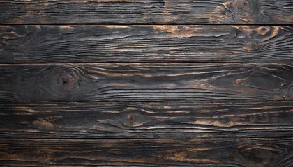 Fotobehang grunge dark wood plank texture background vintage black wooden board wall antique cracking old style background objects for furniture design painted weathered peeling table wood hardwood decoration © joesph