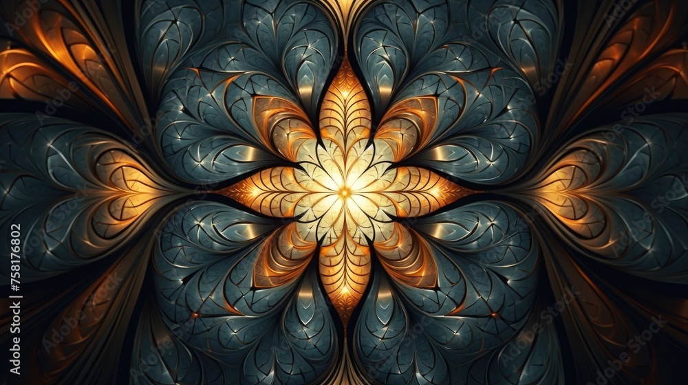 Poster geometric background with fractal patterns