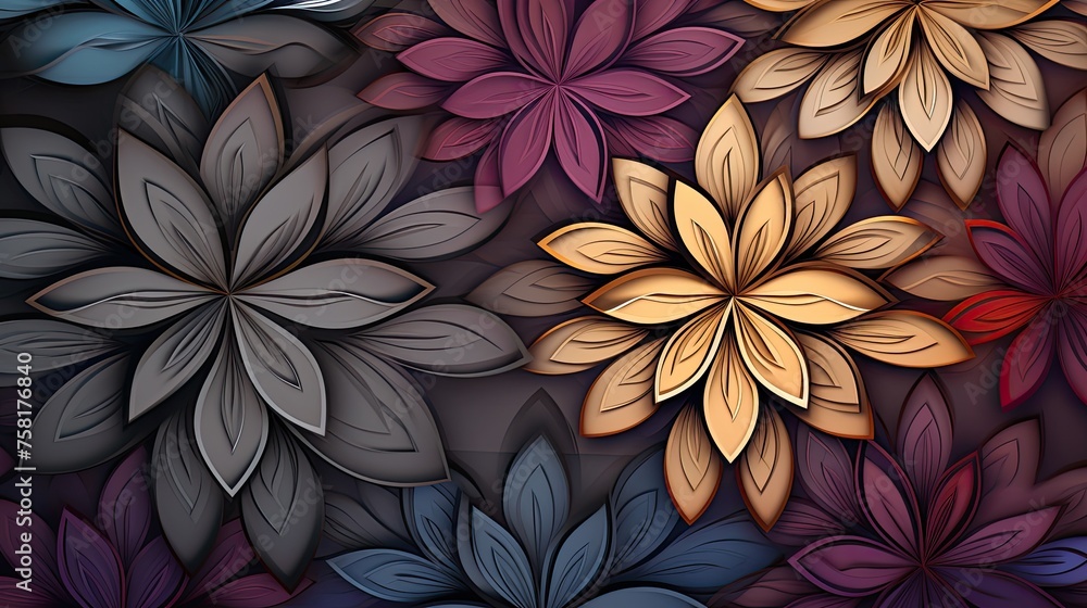 Poster geometric background with geometric flower patterns