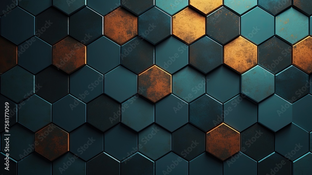 Poster geometric background with hexagon shaped elements