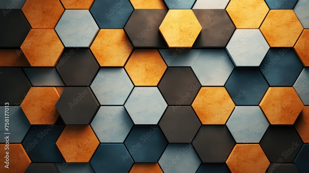 Poster geometric background with hexagon shaped elements