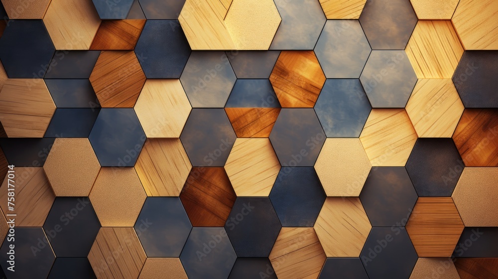 Poster geometric background with hexagon shaped elements