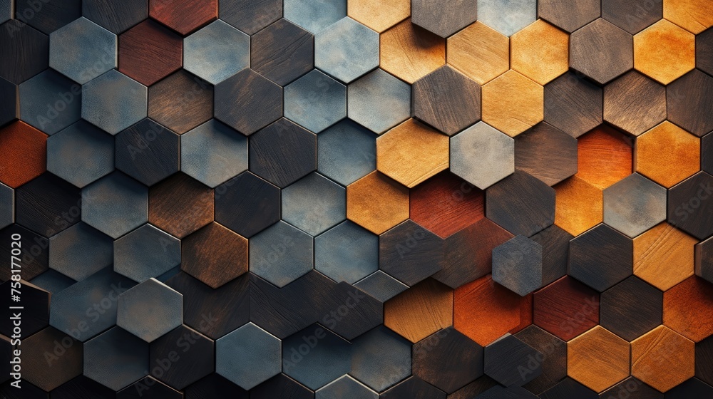 Poster geometric background with hexagon shaped elements
