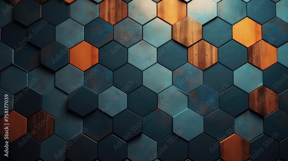 Poster geometric background with hexagon shaped elements