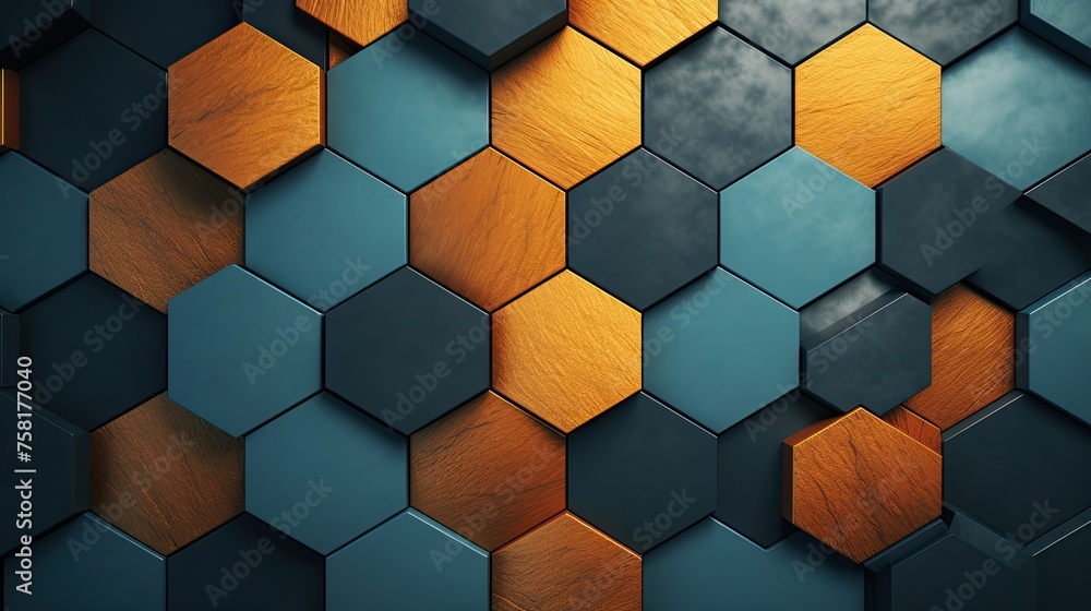 Poster geometric background with hexagon shaped elements