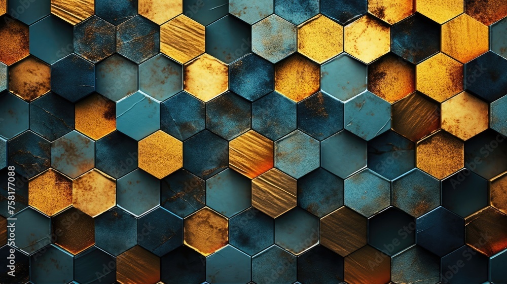 Poster geometric background with honeycomb patterns