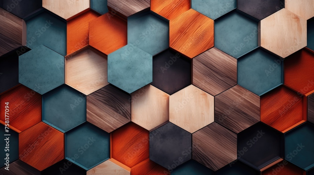 Poster geometric background with hexagon shaped elements