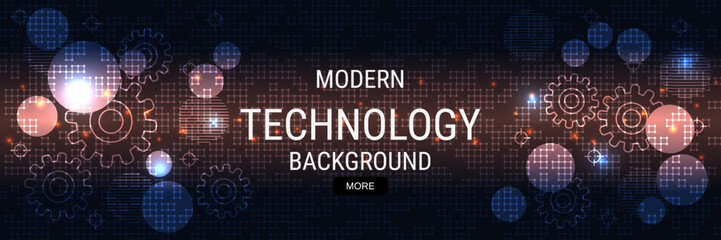 Digital technology banner vector design template. Future technology, cyberspace, virtual reality concept illustration