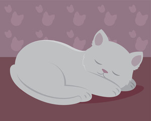 Cute cat cartoon kawaii Vector