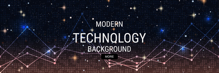 Digital technology banner vector design template. Future technology, cyberspace, virtual reality concept illustration