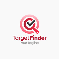 Illustration Vector Graphic Logo of Target Finder. Merging Concepts of a Magnify glass and Target. Good for News, agency and etc