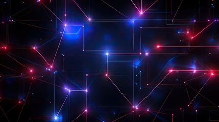 Geometric background with neon outlines and electrical discharges
