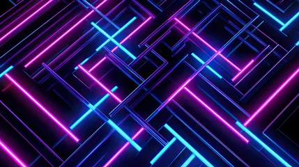 Deurstickers Geometric background with neon perpendicular lines © Gefo