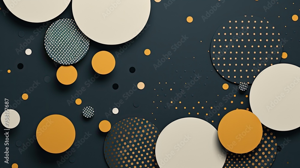 Poster geometric background with polka dot patterns