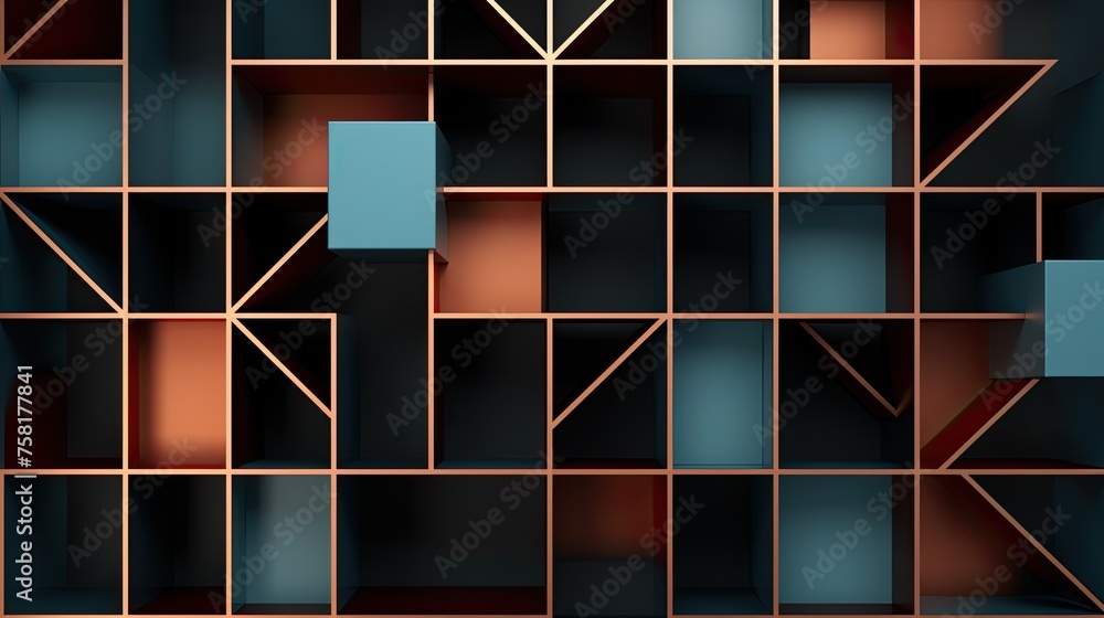 Poster geometric background with square grid patterns