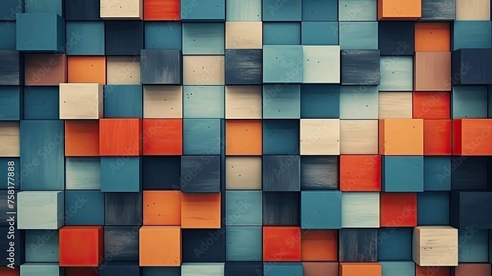 Poster geometric background with square shaped elements