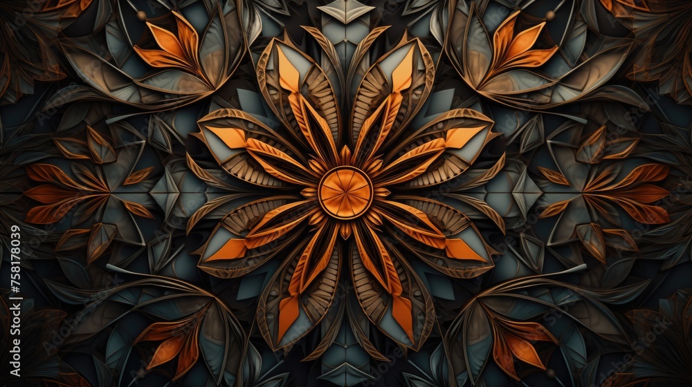 Poster geometric background with symmetrical patterns