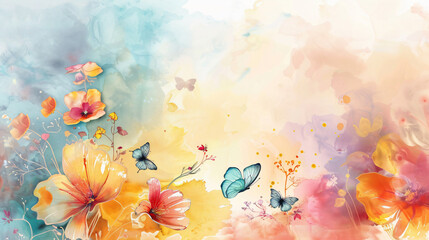 flowers with watercolor background