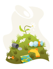 Fototapeta premium Planet pollution or contamination of earth. Ecology problems. Awareness campaign about isolated planet suffering. Cartoon flat vector illustration