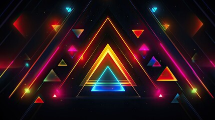 Geometric shapes with neon rainbows